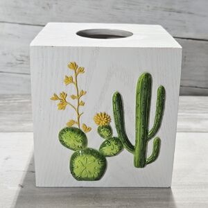 3D Cactus Design Tissue Box Cover Southwestern Farmhouse Decor